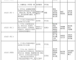 2025-2026学年第二学期第一周工作安排